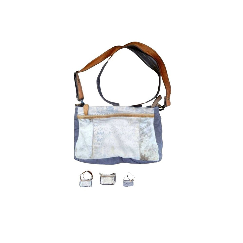 Myra Crossbody Bag Southwester Cowhair Dark Gray And Beige